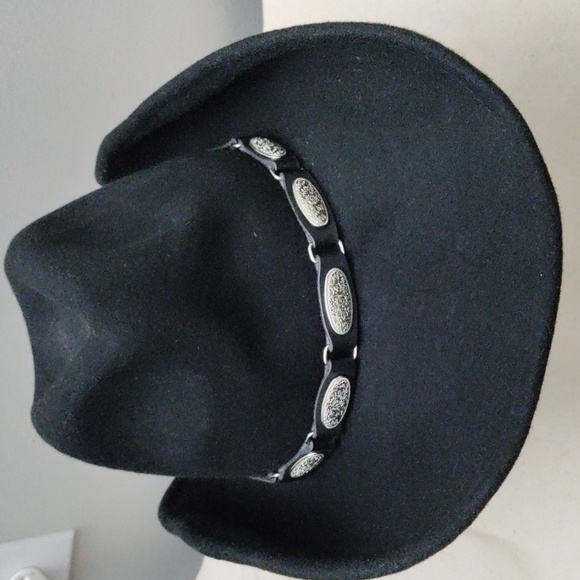 Scala Black Wool/Felt Cowboy Hat with Silver Accents - Picture 1 of 5